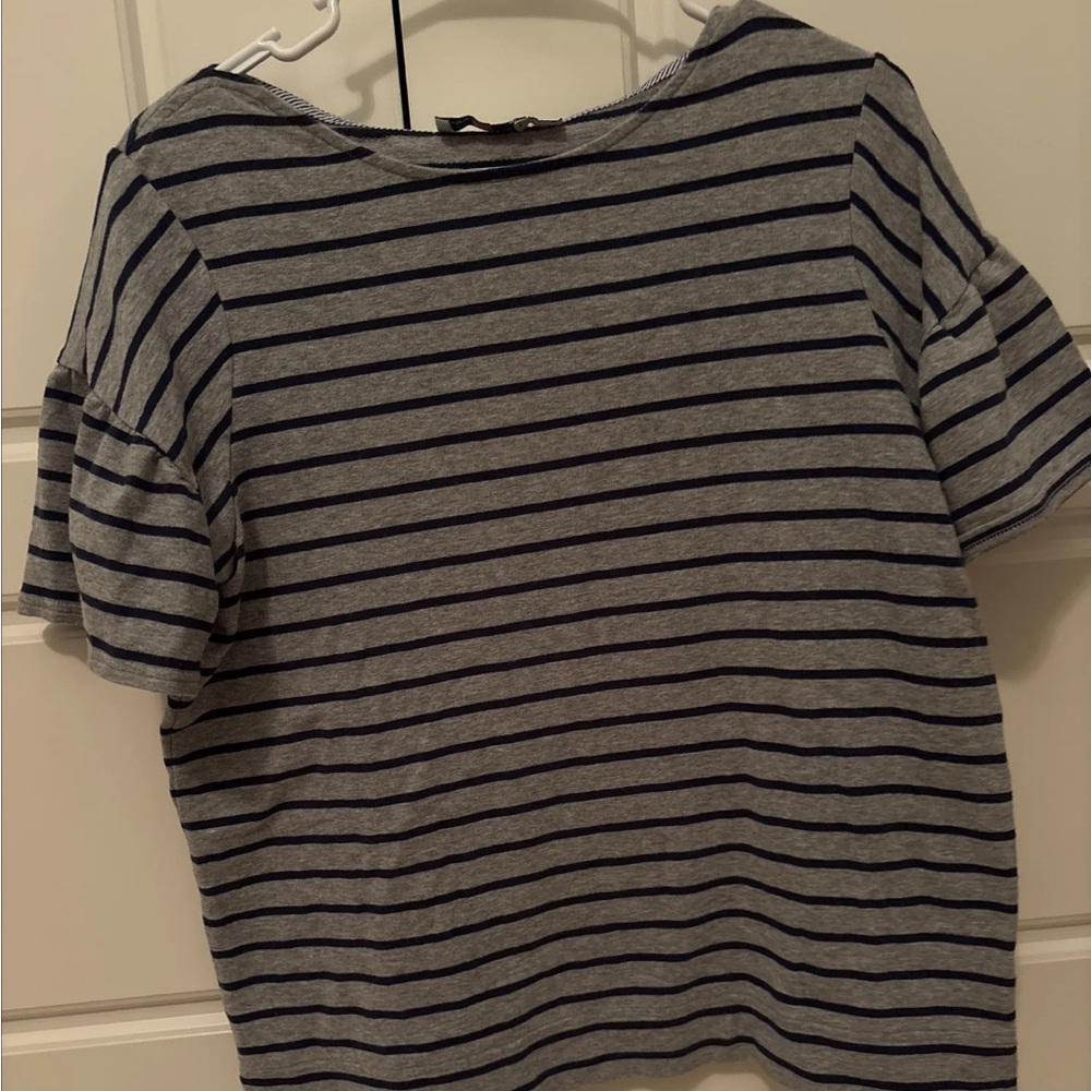 VINEYARD VINES Striped Gray and Navy Top